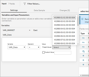 SAP HANA อินพุตสําหรับพารามิเตอร์และตัวแปร