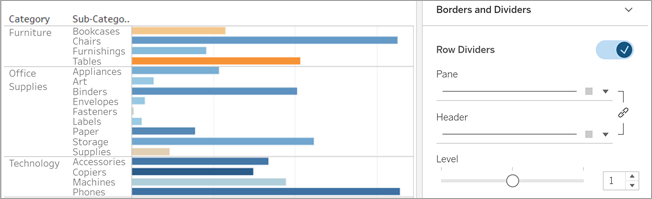 ตัวเลือกการจัดรูปแบบสำหรับตัวแบ่งแถว