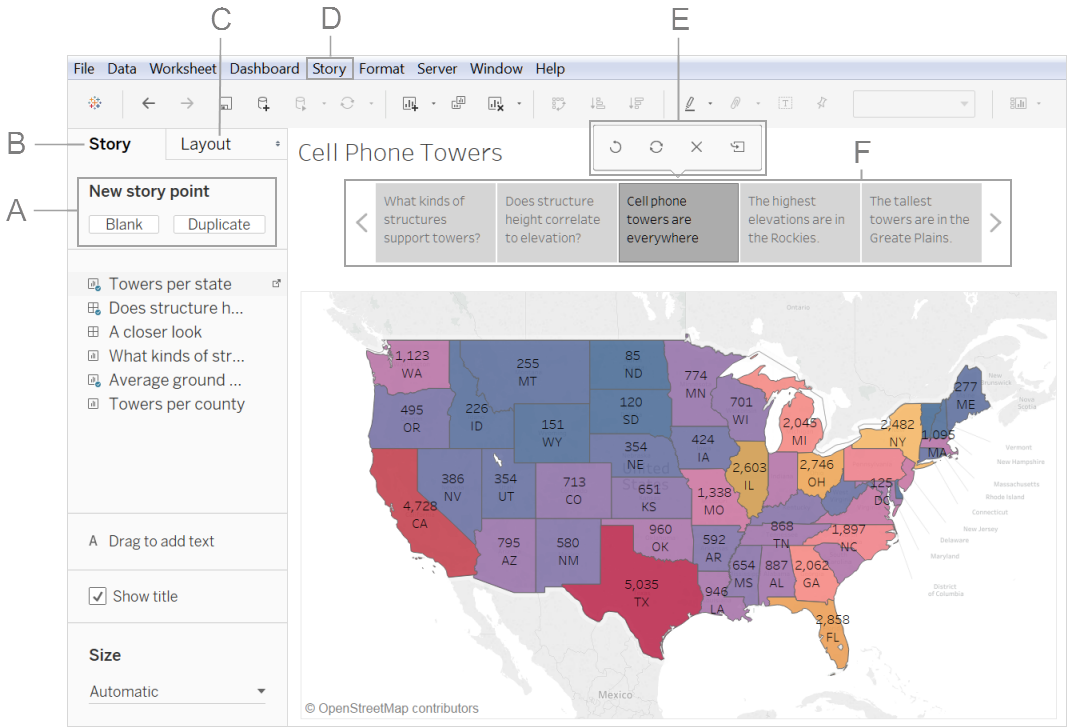 เรื่องราวบน Tableau Cloud พร้อมป้ายกำกับ