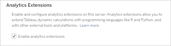 ตัวเลือกส่วนขยายการวิเคราะห์แสดงโดยมีการเลือกกล่องกาเครื่องหมายเปิดใช้งานส่วนขยายการวิเคราะห์