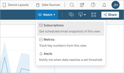 เส้นทางการสมัครใช้งานบนแถบเครื่องมือ Tableau Cloud