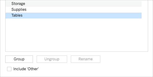 包含三个组的编辑组对话框：存储、供应和表。