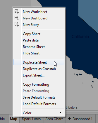 选择了“复制工作表”选项的上下文菜单。