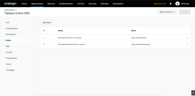 Tableau Cloud 的 SSO 規則設定。