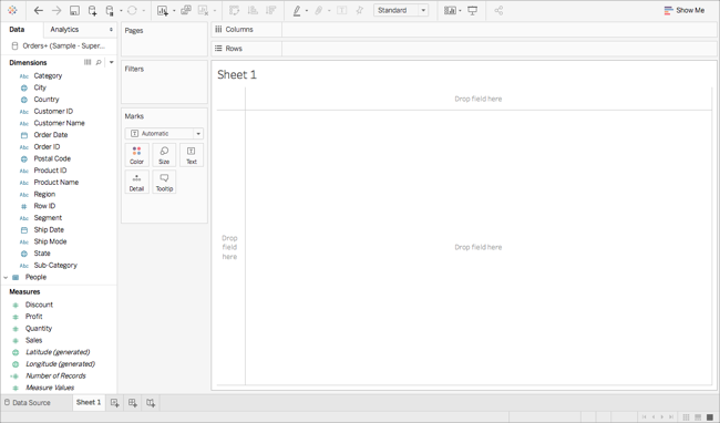 Tableau 工作表。