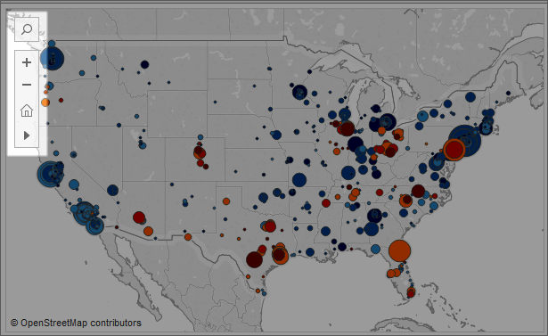 地圖圖表上的縮放工具列。